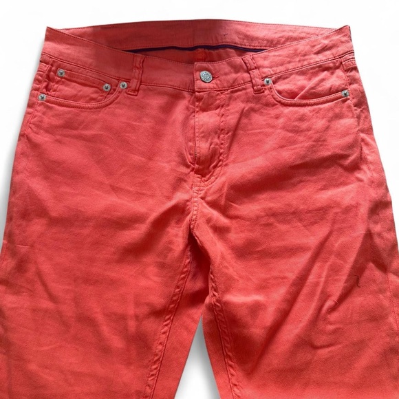 Ralph Lauren Purple Label Women’s 160 Slim Linen Denim Orange Pants 33x28